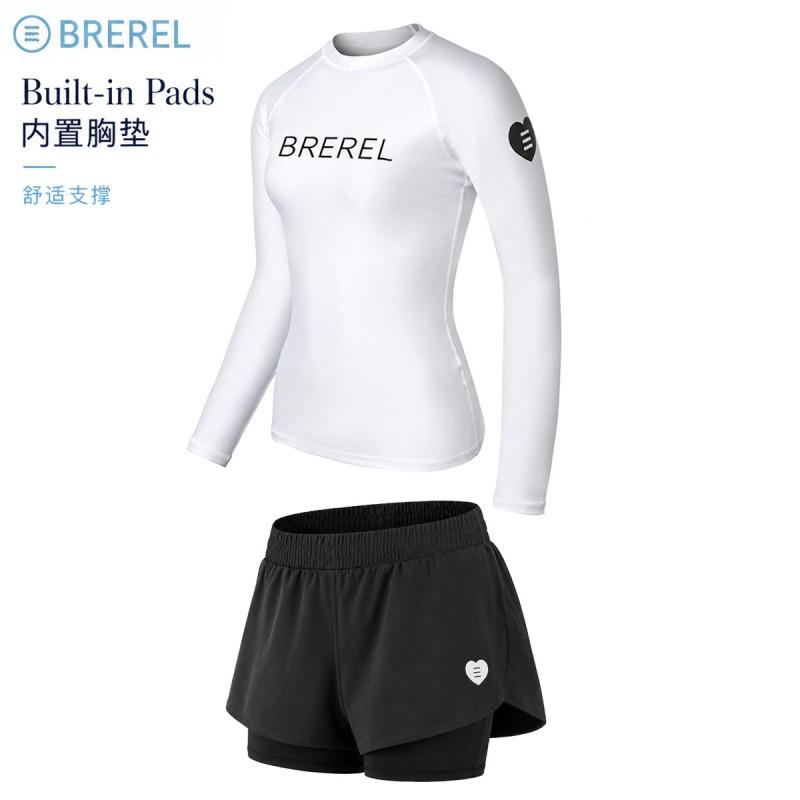 Womens Long Sleeve UPF 50 Rash Guard Swimsuit With Chest Pad Snorkeling Surfing Jellyfish Protection