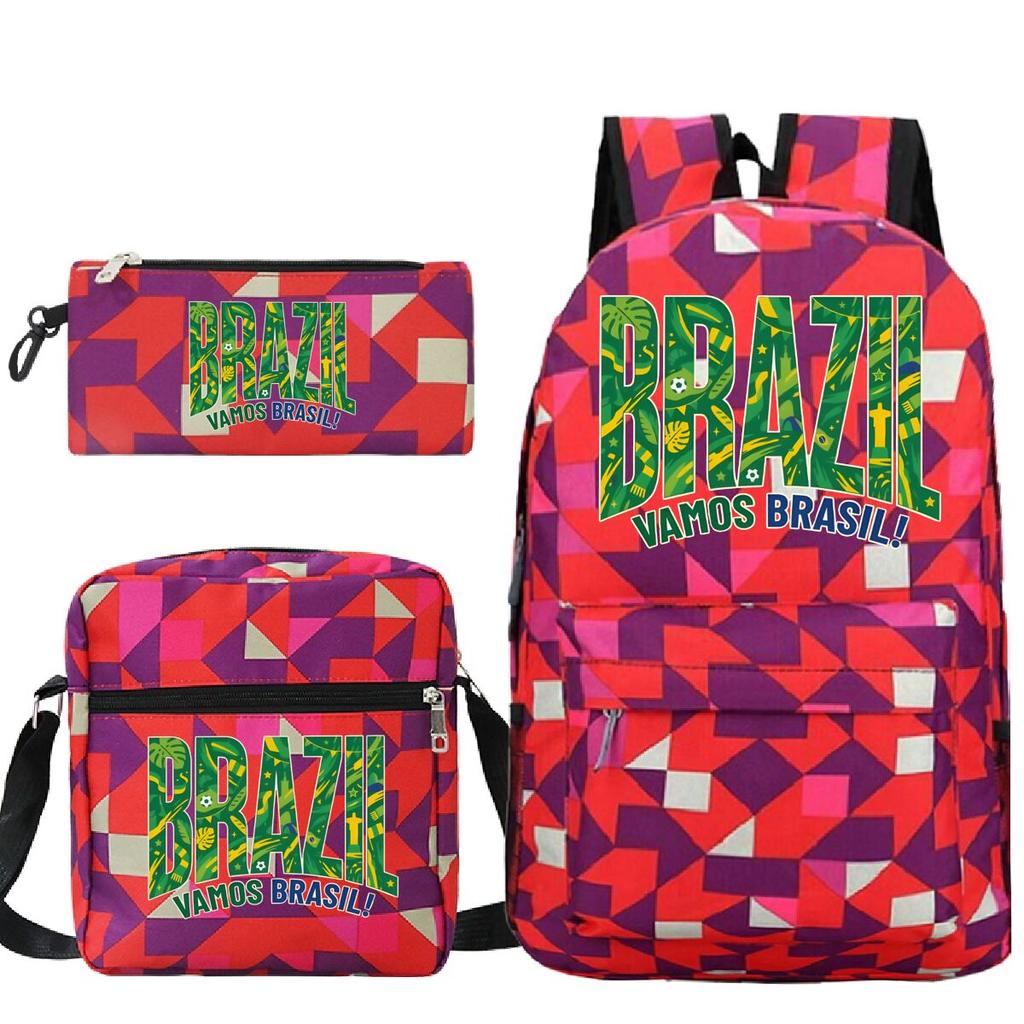 """Brasilien Vamos Brasilien" Mode Rucksack Anzug Student Lässig Fußballliebhaber Geschenk Damen Herren Lustige Umhängetasche Federmäppchen Rucksack Set"""