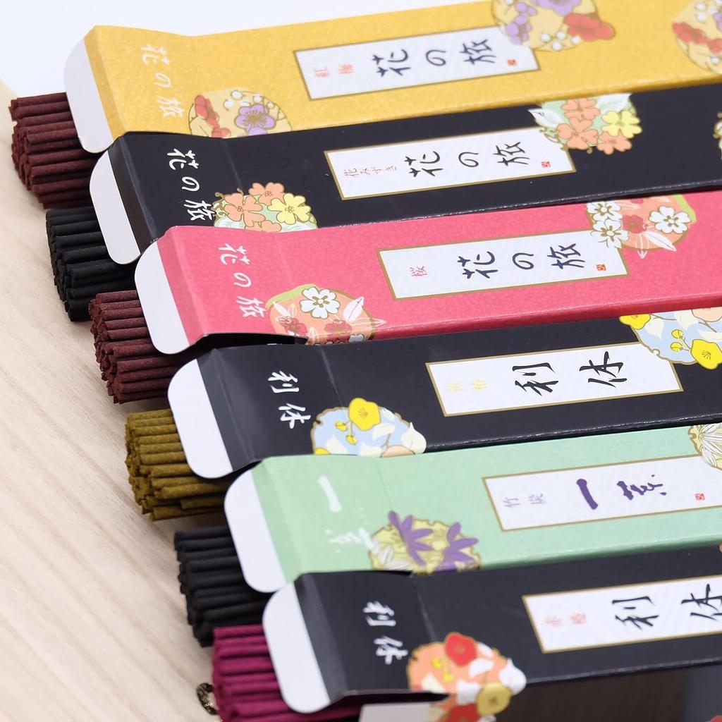 Journey 6 Arten von Räucherstäbchen Japanisches Räucherstäbchen Sehr leichter Rauch Typ aus Paulownia-Holz Wird mit einem Geschenk geliefert Räucherstäbchen zum Verschenken Journey 6