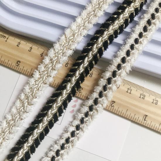 Nastro Larga 1,2 cm Stile Francese Intrecciato con Filo d'Oro per Decorazione Fai-da-Te di Abbigliamento e Giacche