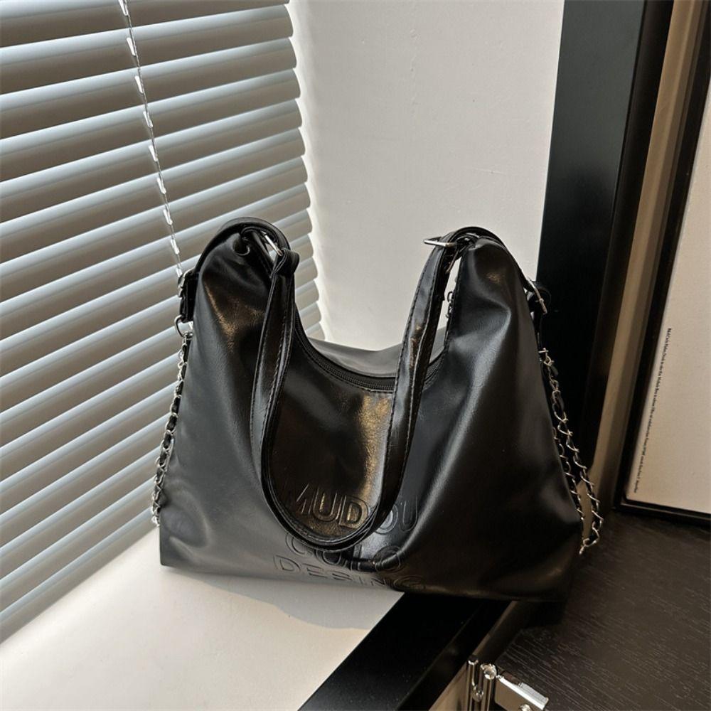 Large Capacity Women's Underarm Bag Korean Style Casual Commuting Bag Pu Leather Tote Bag  Travel