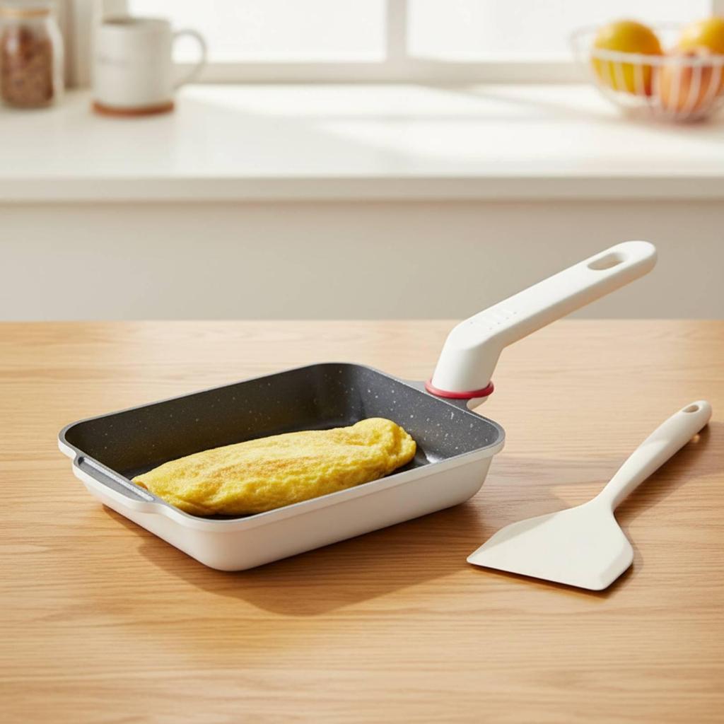 Padella Giapponese per Uova Arrotolate con Distribuzione Uniforme del Calore Rettangolare Frittura Arrotolata Non