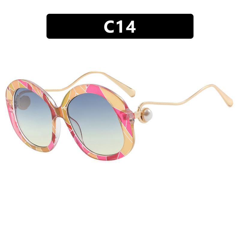 

Круглая Металлическая Оправа Большого Размера Модная Оправа для Очков с Плоскими Линзами Персонализированная Ретро Жемчужная Оправа для Очков с Защитой от Синего Света As shown in the picture