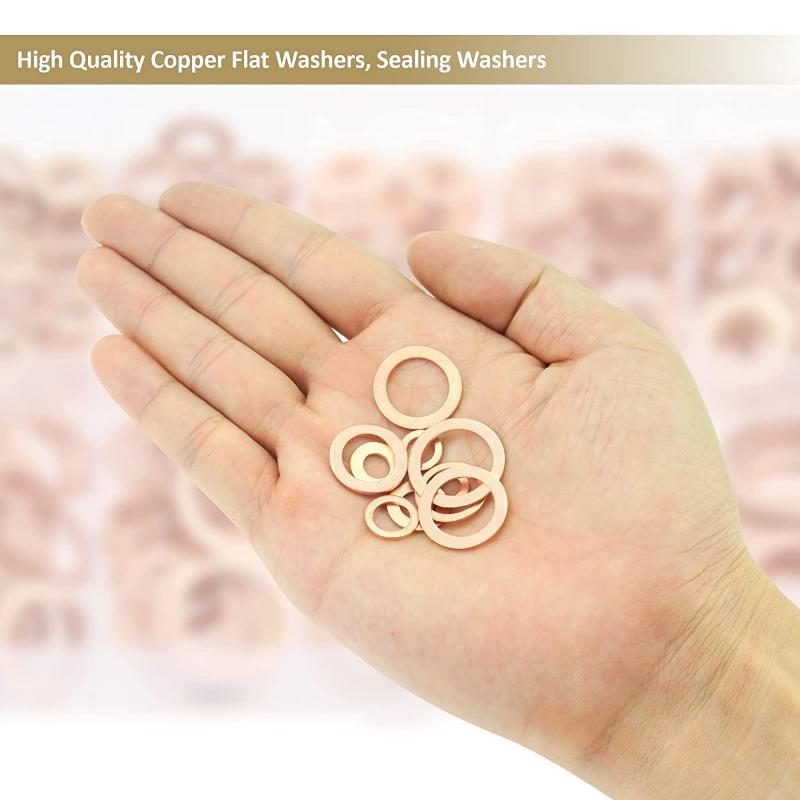 Copper Washer for Oil Sump Plug M5 M6 M8 M10 M12 M14 Sealing Solid Washer Flat Seal Gasket Ring Gasket Flat Seal Ring Fitting Oil Drain Plugs 3