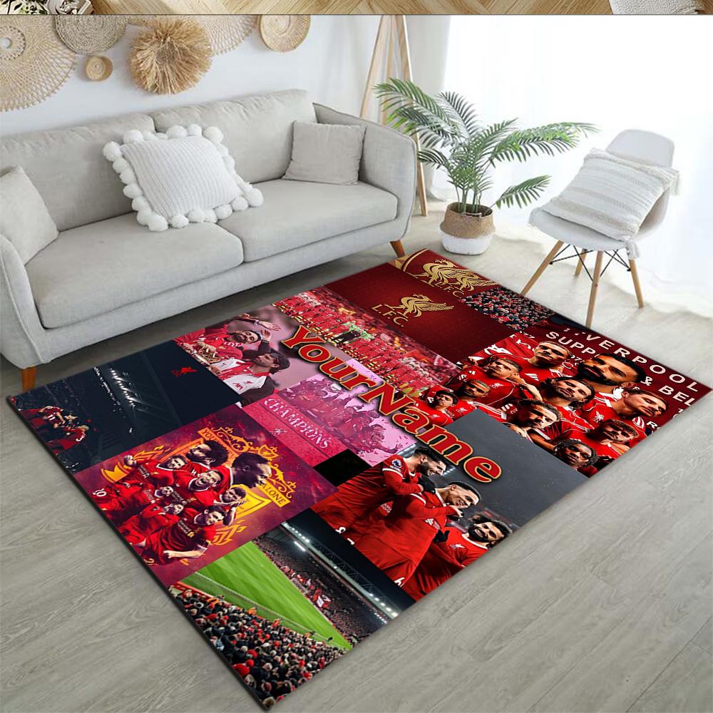 Liverpool Customize Text Floor Mat Design for Playrooms Dining Room Game Room Living Rooms Anti-slip Rug Anime Office Decor Perfect Gift for Women/Men