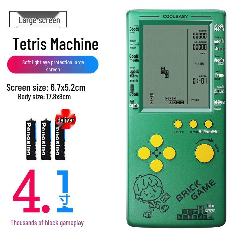 4,1-Zoll Retro Tetris Spielkonsole: Handheld Lernspielzeug für Kinder im Vintage-Stil