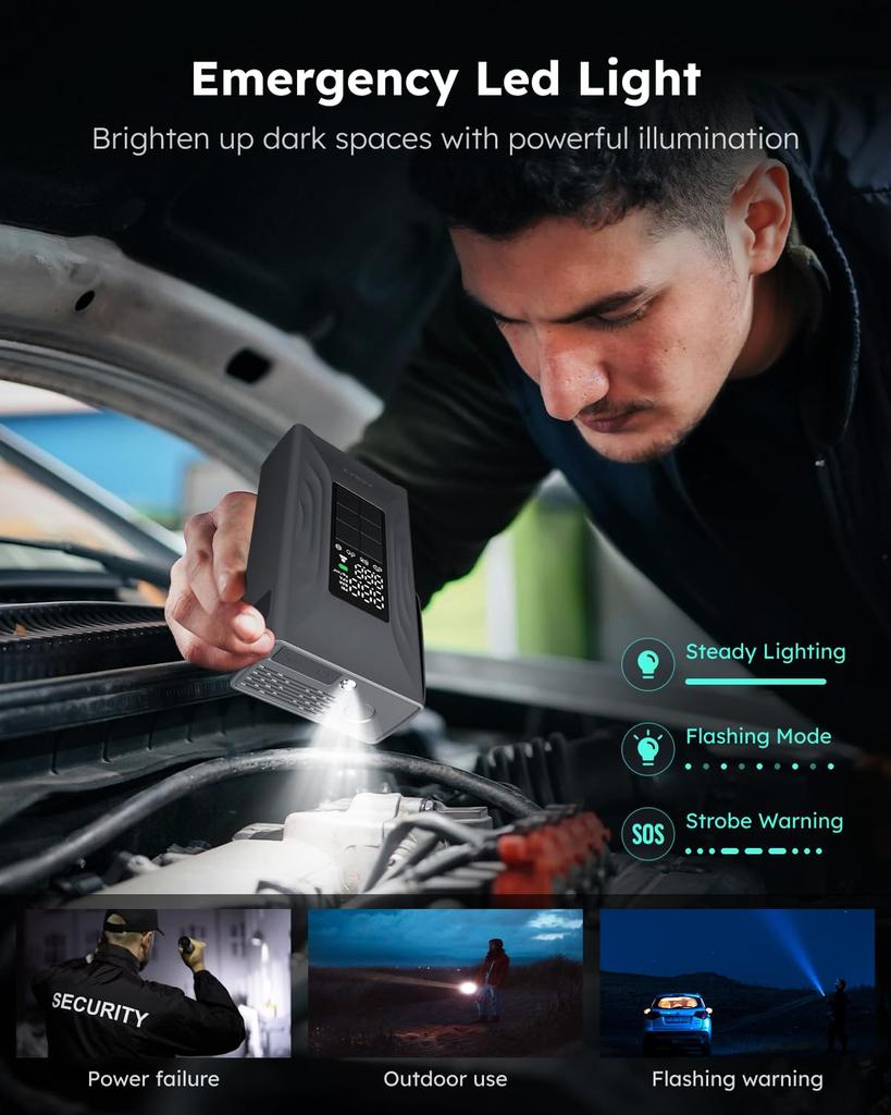 ASMAX T20 Jump Elektrická vzduchová pumpa pro 12V 4000A Špičkový startér motoru pro 150 PSI Nouzový start motoru pro 12000mAh Velký Kompatibilní až do 9L