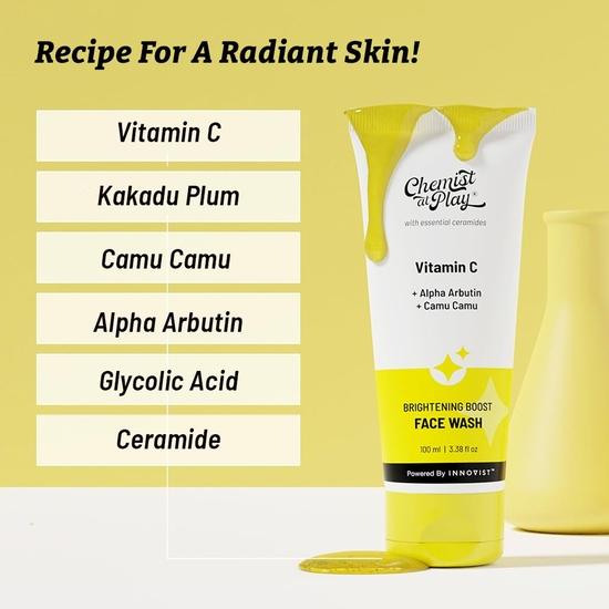 Chemist At Play Anti-Aging Body Lotion with 4% Retinol, Niacinamide & Zemea 200ml + Brightening Boost Face Wash | Cleans Oil & Dirt 100 Ml