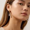 Mismatched Stainless Steel Pearl Hoop Drop Earrings Women Luminous Warm Finish Asymmetrical Dangle Aesthetic Jewelry Presents