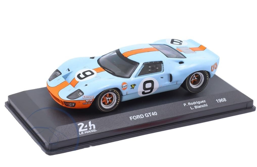 IXO Ford GT40 1/43 Scale Diecast Model Gulf 24 Hours of Le Mans 1968 Rodriguez, Bianchi Winning Car No.9