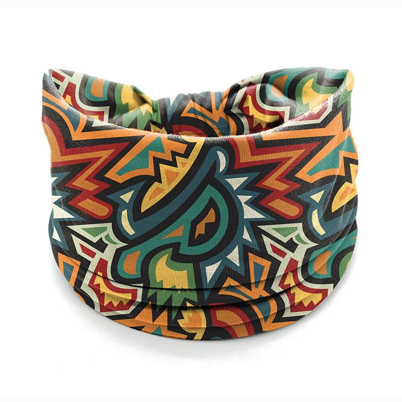 European American Women's Hair Band African Print Pattern Wide Edge Elastic Knot Sports Yoga Headband Women's Headwear Hair