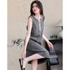Demana Smart Chic Herbst V-Ausschnitt Ärmellos A-Linien-Kleid