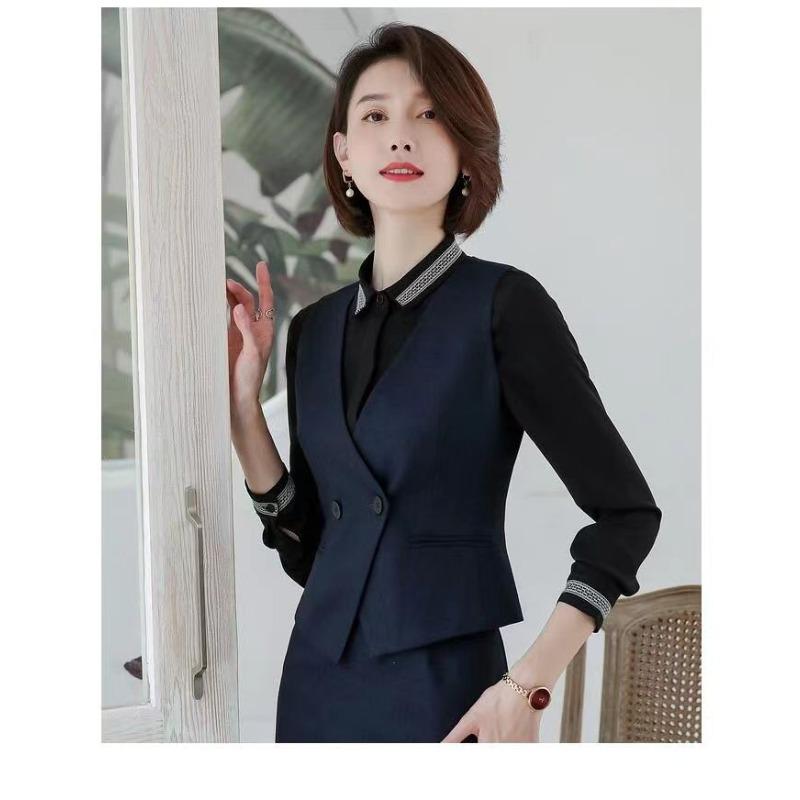

Women Fashion Black Slim Fit Vest Coat Work Waistcoat Casual Outerwear 4XL темно-синього кольору
