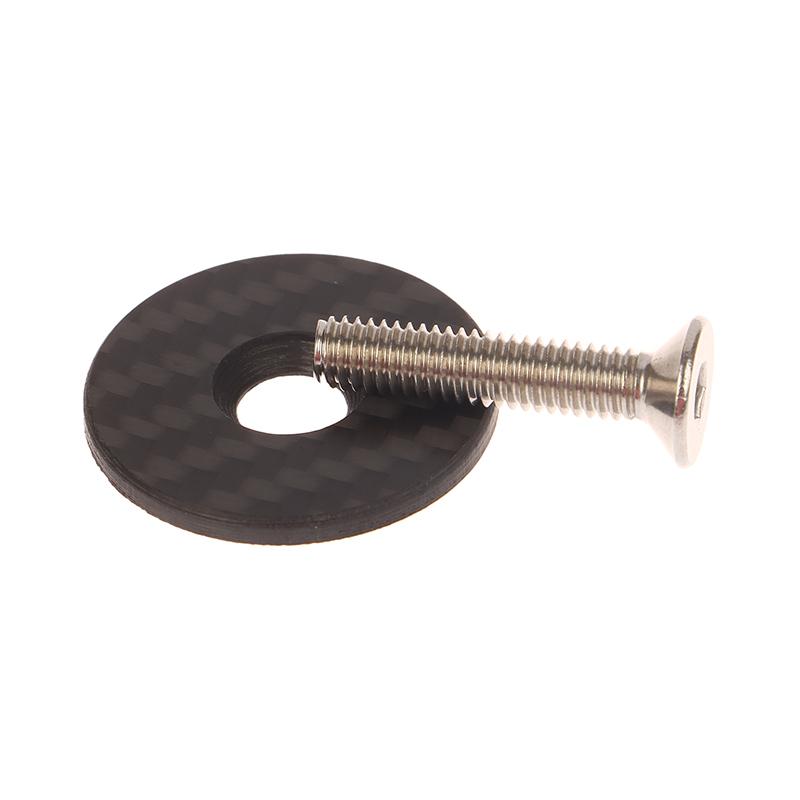 No Logo Bike Headset Top Cap Carbon Fiber Bike Stem Headset Cap With M6*30Mm Screw Bike Front Fork Top Cover Bike Parts