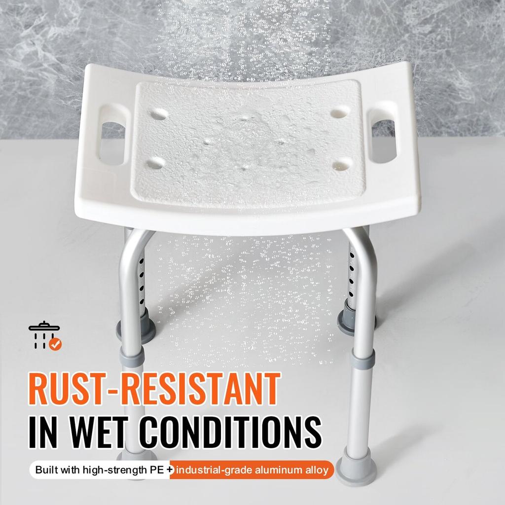 Shower Chair, Adjustable Height Shower Stool with Built-in Handles, Shower Seat for Inside Shower or Tub, Non-Slip Bench Bathtub Stool Seat for