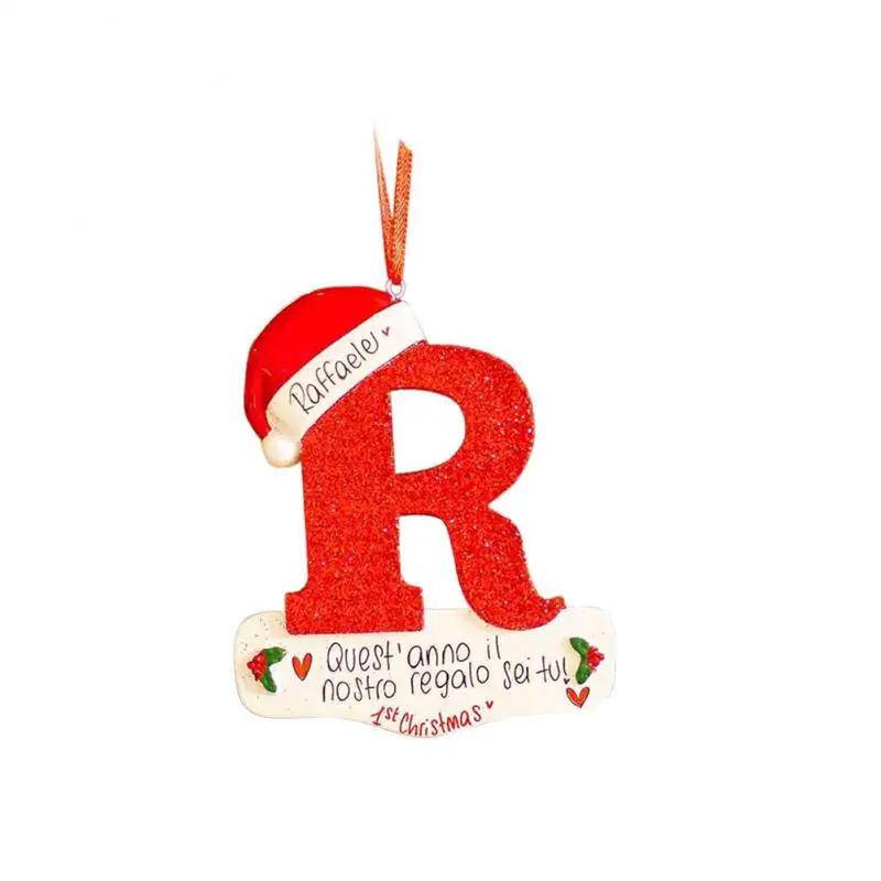 Christmas Tree Decoration Letter Pendant 26 Letters Home Holiday Wooden Pendant Xmas New Year Decor Ornament Customizable