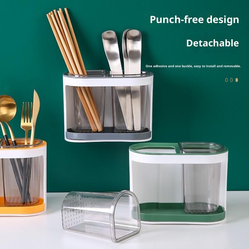 Utensil Holder Cutlery Drainer Kitchen Tableware Storage Bucket Plastic Chopstick Spoon Storage Rack Detachable Kitchen Tools