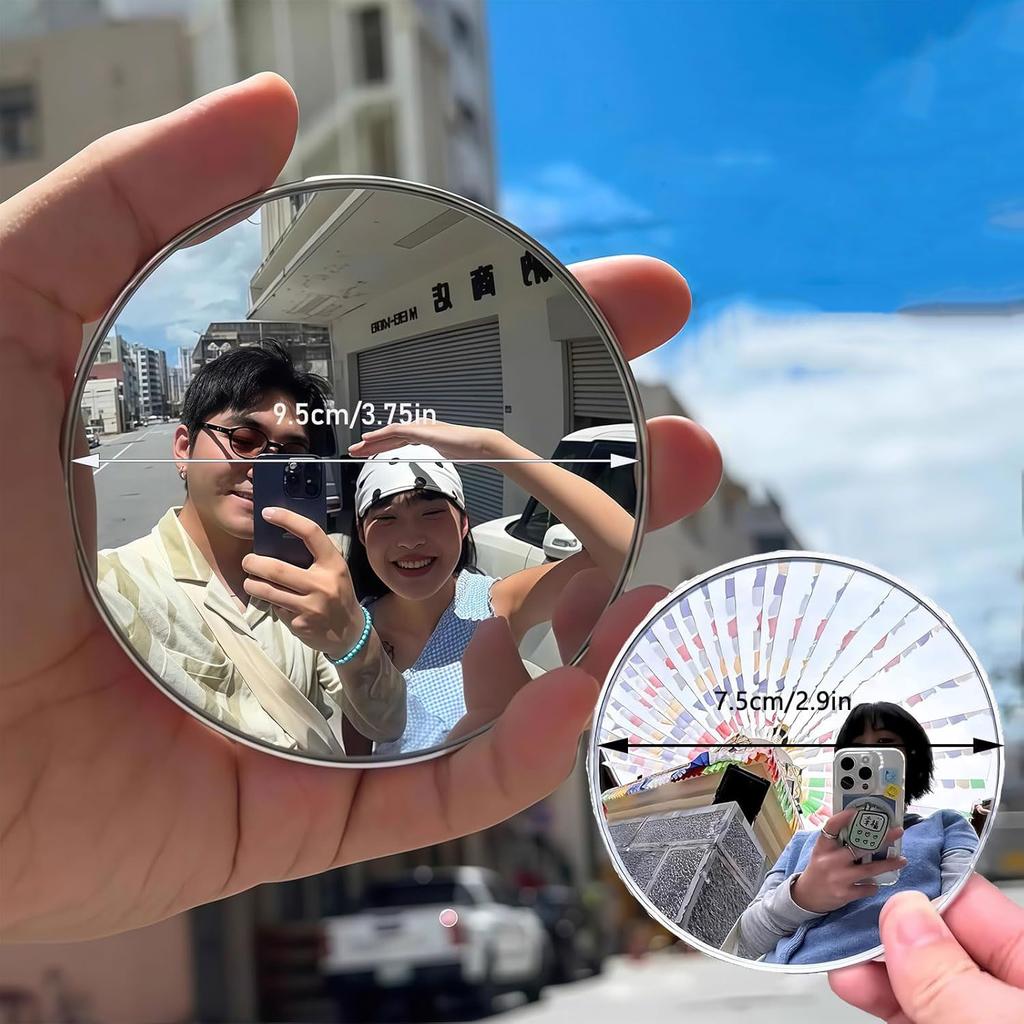 Miroir Rond Mini 7,5 cm / 9,5 cm Miroirs Selfie de Voyage Miroir Sphérique Convexe Grand Angle Portable pour IPhone Samsung Vlogging