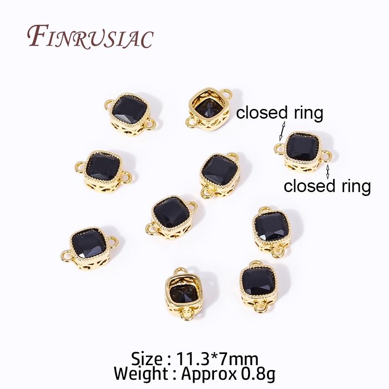luxury 18K Gold Plated Brass and Zircon Square Connect Charm Pendants High Quality DIY Jewelry Making Bracelet Necklace Earrings