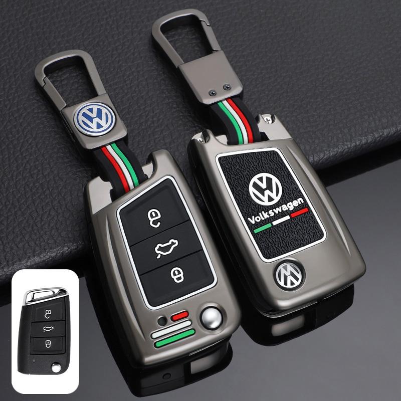 

2026 Hot For VW VOLKSWAGEN Zinc Alloy Silica gel Car Flip Key Case Full Cover Fob Shell For VW Volkswagen Golf 7 MK7 Tiguan MK2