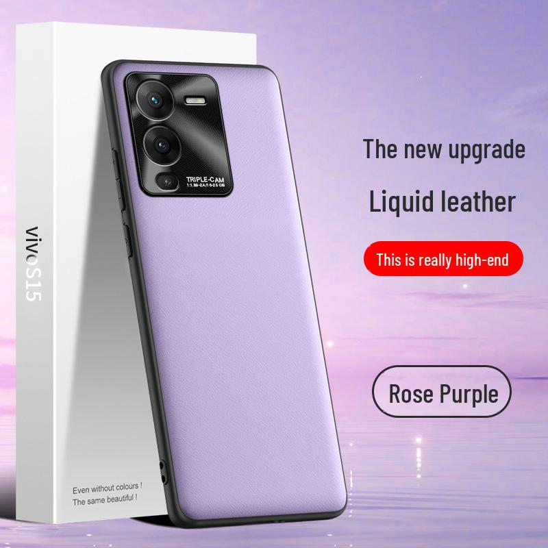 Vivo S15 Pouzdro na telefon z tekuté kůže: Ochranný kryt proti pádu, proti znečištění.