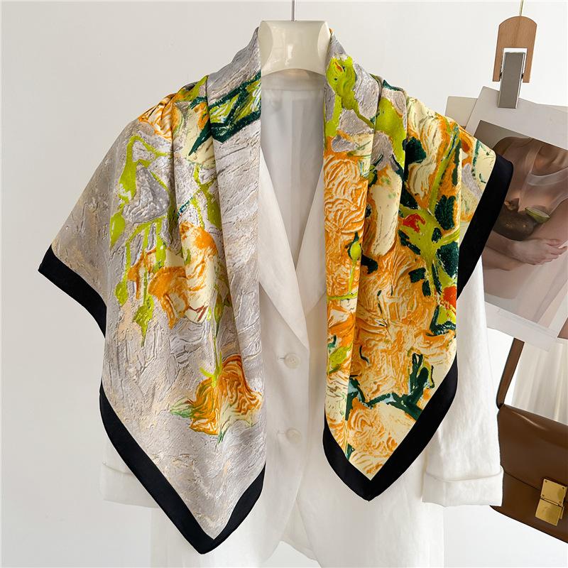 90cm Travel Sunscreen Versatile Large Square Scarf Shawl Headscarf Neck Protection Scarf Decoration For All Seasons
