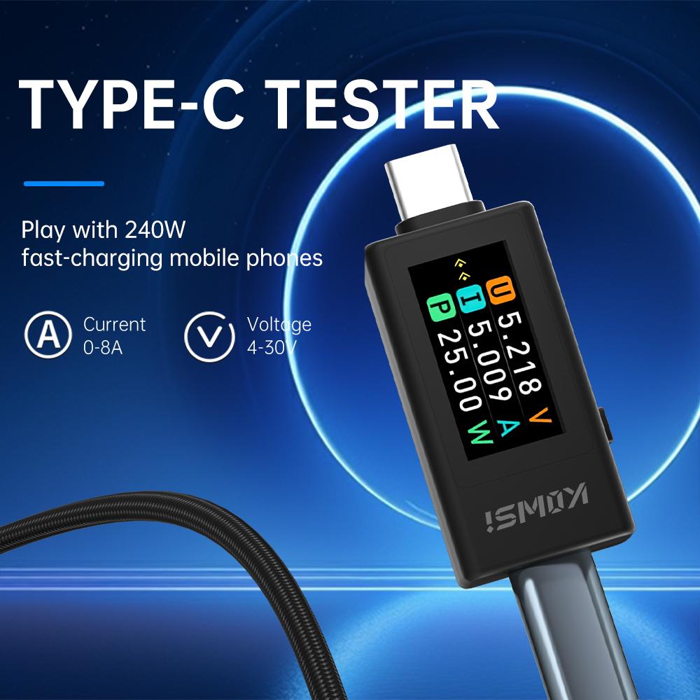 KWS-1902L DC 4-30V 0-8A Voltmeter Ammeter Power Meter 240W Multifunction Tester 0.96" TFT Display Type C Interface
