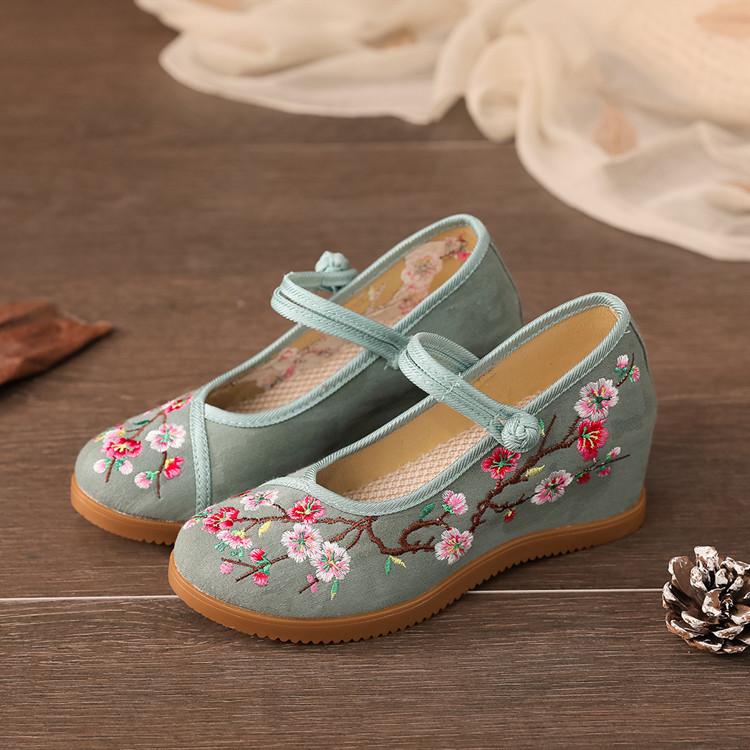 Fashion Chinese - Style Embroidered Wedge Mary Janes | Hanfu & Qipao - Friendly Daily Commute Ancient - Style Shoes