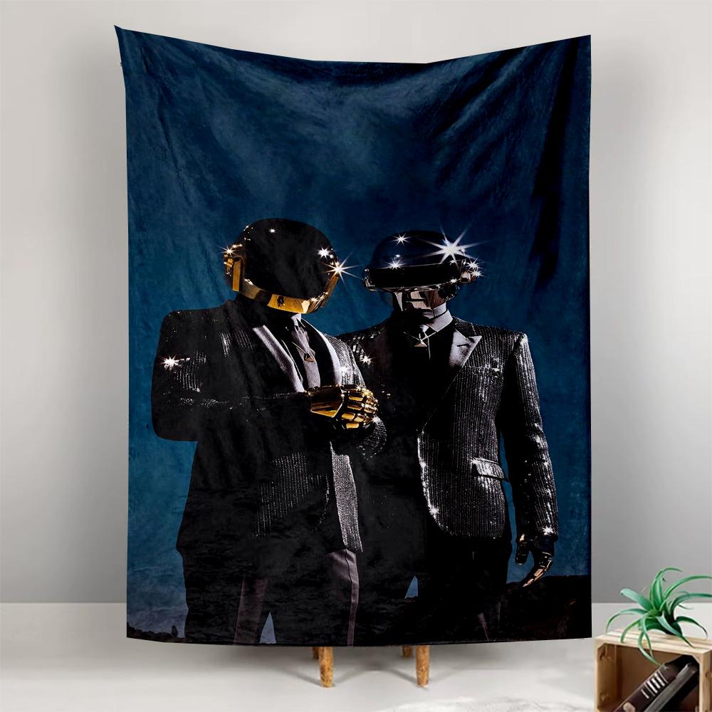 Tapestry Daft Punk Duo Gold Silver Helmets Blue Sky Poster Wall Art for Bedroom