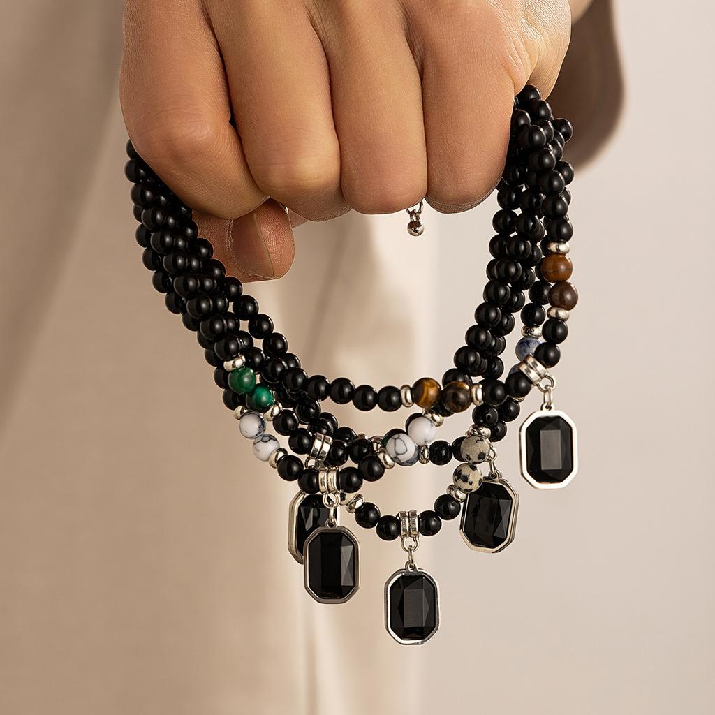 Glass beaded necklace versatile niche high-end sense simple personality collarbone chain accessories