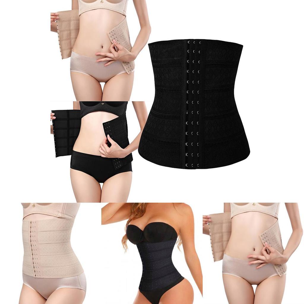 Premium Rubber Fiber Waist Cincher Adjustable Three-row Hook Corset Shapewear