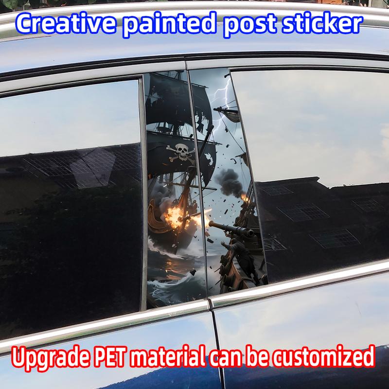 Pirate Ship Caribbean Car Sticker Car B-pillar Vinyl Decal Waterproof Auto Center Pillar Sticker Cover Scratches Decor Accessory