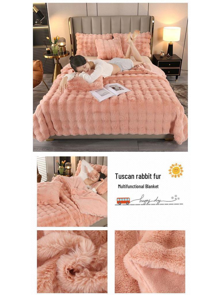 Rote Hasen-Fleece-Plüschdecke - Fleckenresistent, Dick, Kunstpelz, Luxusdecke