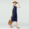 Women's Retro Denim Hemp Sleeveless Midi Dress