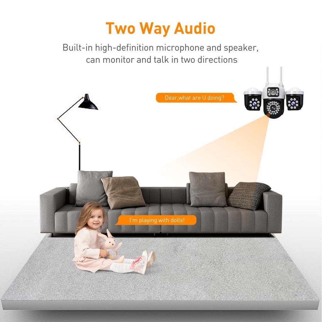V380 Pro Triple-Eye Wireless Camera: Three-Screen, Three-Lens Intercom Surveillance System