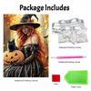 Halloween pearl painting art full pearl handmade diy home decorations witch with black cat and pumpkin ornament