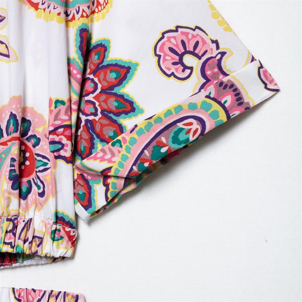 Spring/Summer 2025 Women's Slim Fit V-Neck Hollow-Out Print Dress