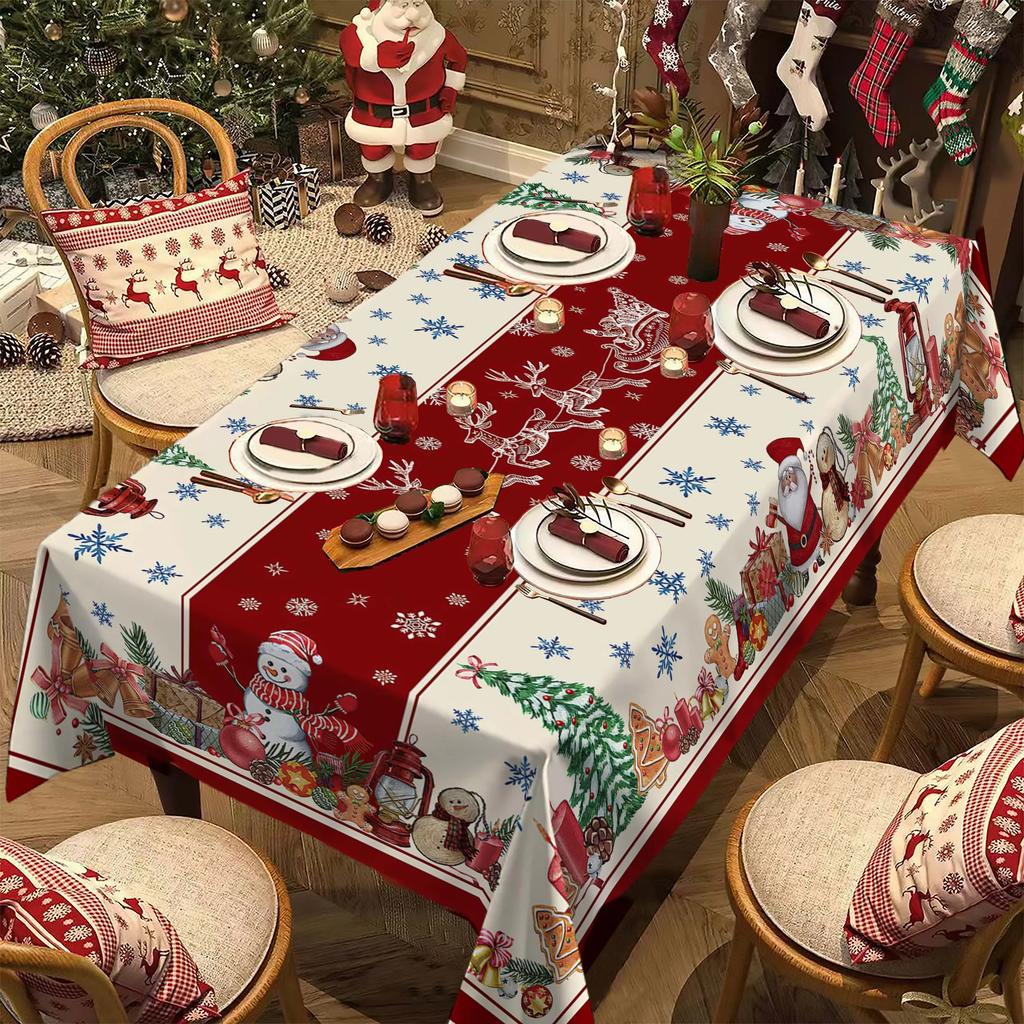 Custom Christmas Rectangle Tablecloth, Custom Photo Tablecloth For New Year Party And Dinner Christmas Table Decor Tablecloth