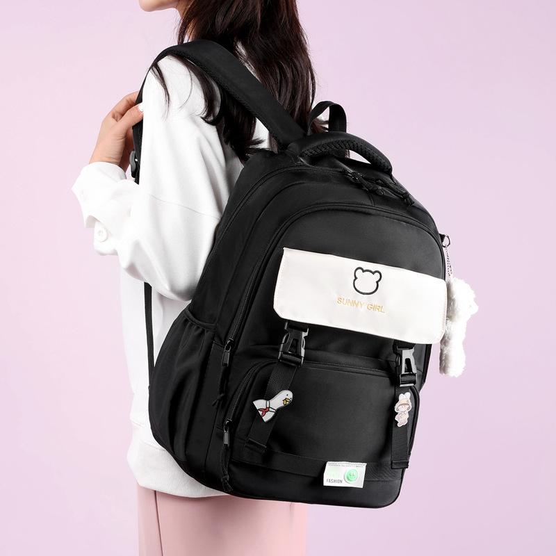 School bag female ins cute Korean version high school students junior high school students grades 3-6 backpack casual large capacity backpack