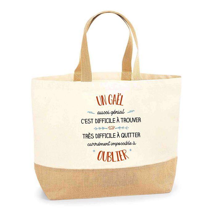 Tote bag - PLANETEE - "Un Gaël aussi génial" - Personnalisable - Jute naturel - Fabriqué en France