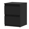 Black Bedside Cabinet 40Cm 2 Drawers Large High Bedside Table Nakastlik Loft