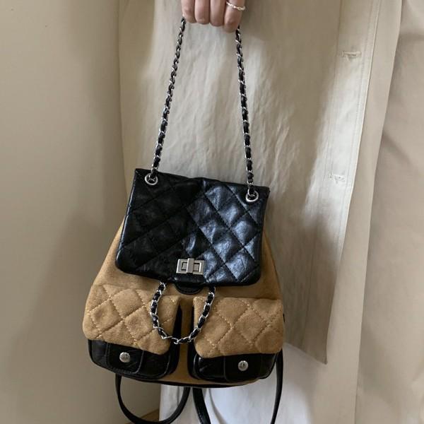 

Retro Colorblock Quilted Backpack, Fashionable Women s Large Capacity Shoulder Bag for 2025.