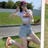 2023 Women's Korean-Style High-Waist Denim Shorts: A-line, Slimming, Wide-Leg, Frayed Hem