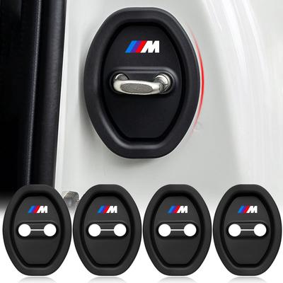 4pcs M LOGO Car Door Lock Cover Silicone Protector Auto Accessory For X7 X3 X4 X5 X6 3 4 5 6 7 Series Z4 M M3 M5 M6 E38 E39 E46 E53 E60 E61 E64