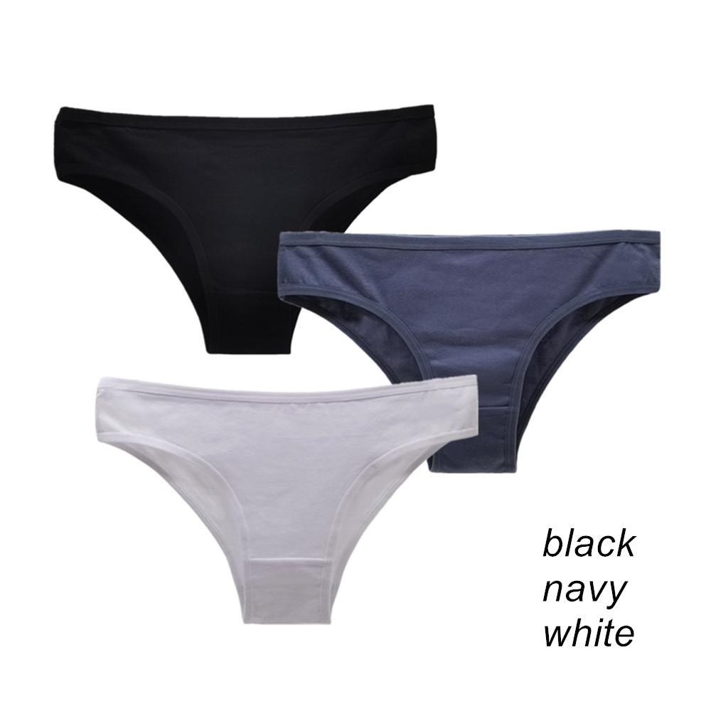 3Pcs/Lot Cotton Panties for Plus Size Women Low Rise Bikini Brief Girls Sexy Lingeries Solid Panty Female Intimate