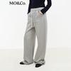 MO&Co. Women's High-Waist Curved Wide-Leg Knit Pants