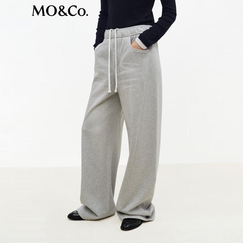 MO&Co. Women's High-Waist Curved Wide-Leg Knit Pants