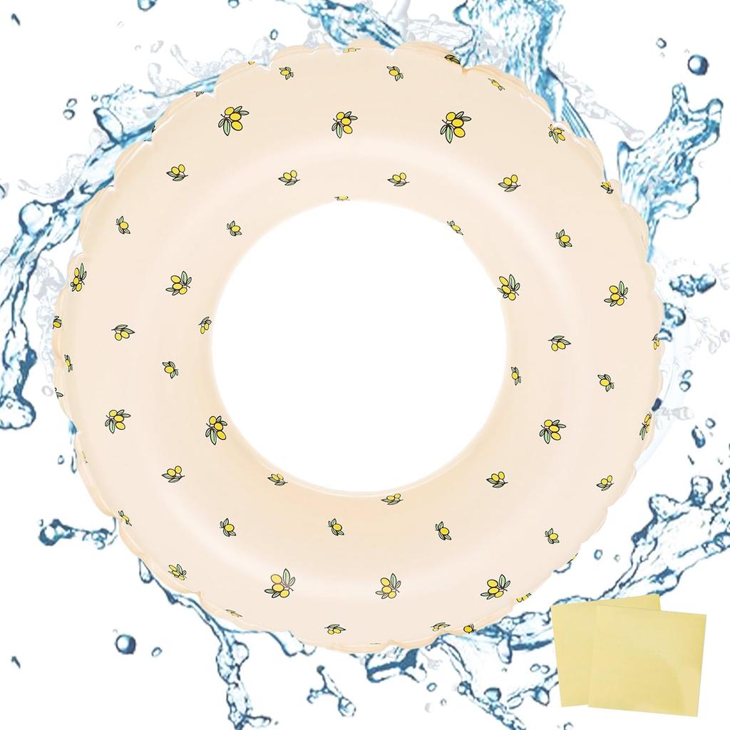 Float with 2 Vinyl Repair Tapes, Single-Seater Float for Kids and Adults, O-Shaped, Strong Buoyancy, Thick, Durable, Leak-Resistant, Stable,