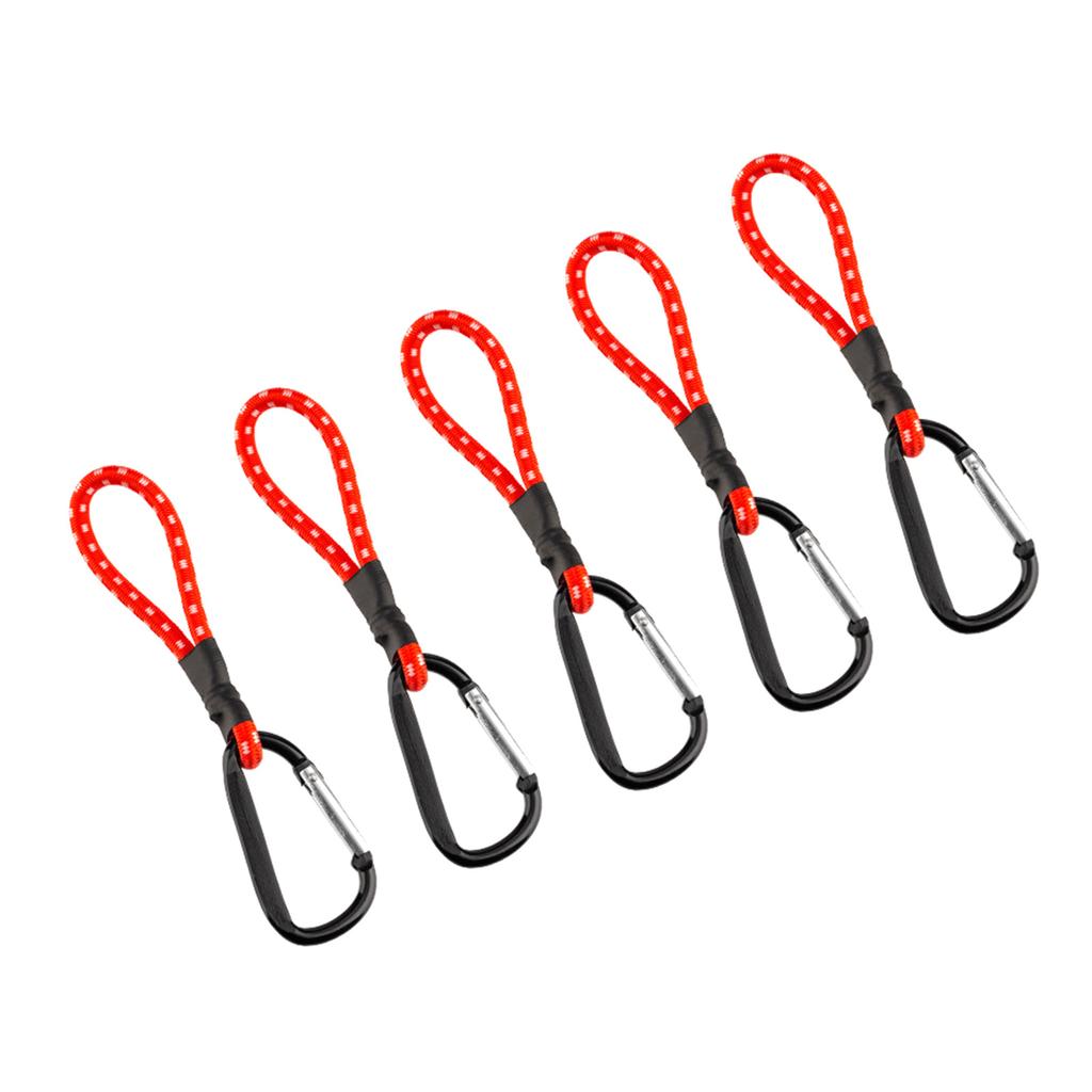 5pcs Tent Fixing Bungee Cord Versatile Elastics Rope Strong Load Bearing Hook with Quickly Attach Carabiner Clip