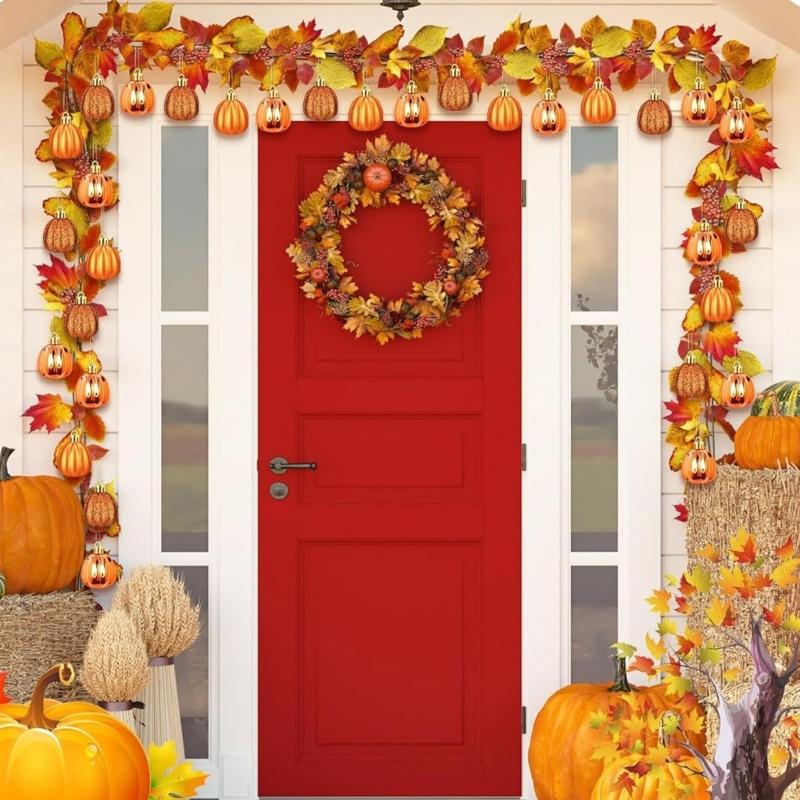 Q1FD 24 Pcs Pumpkin Ball Ornament Thanksgiving Tree Decorations Creative Fall Pumpkin Decorations For Christmas Halloween